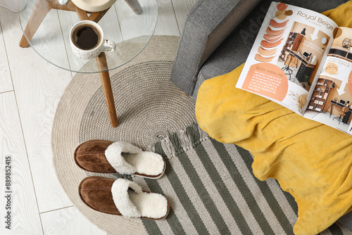 Comfortable slippers on flo...