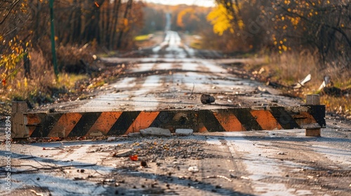 Damaged Barrier on Historic Road photo