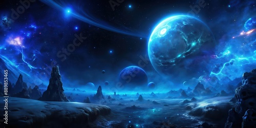 Blue glowing outer space