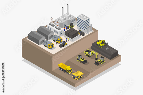 Mining quarry isometric