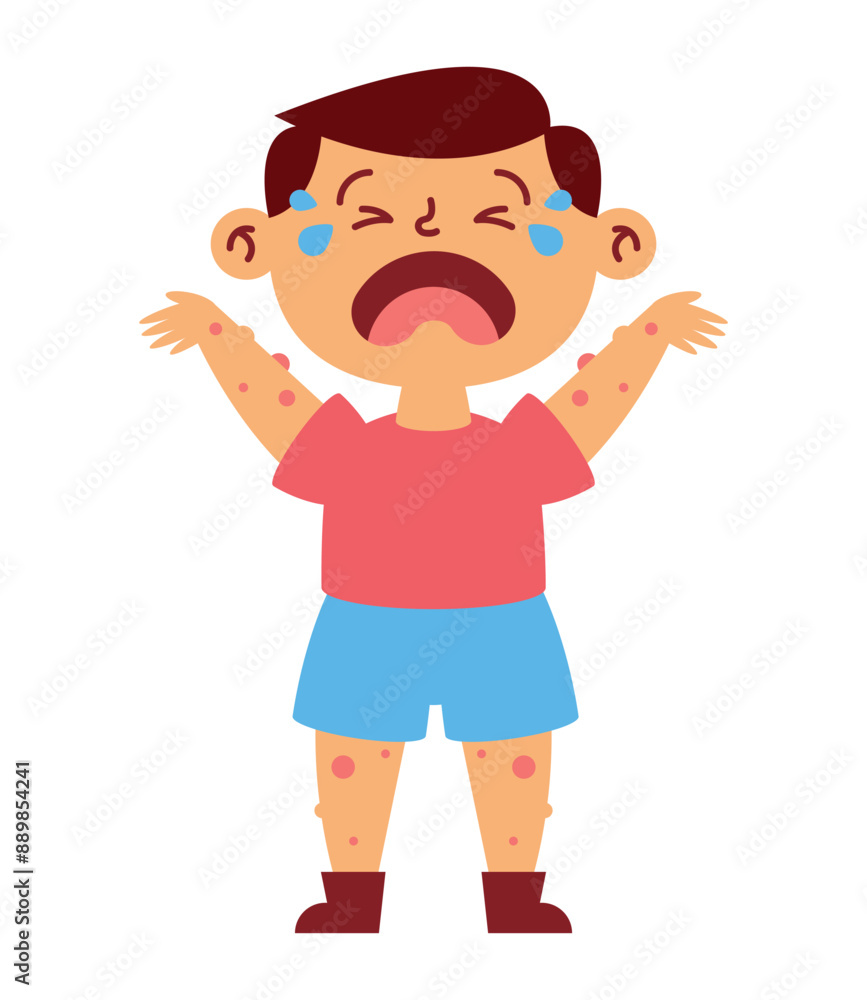 boy crying becaues many of mosquito biting him body boy crying becaues many of mosquito biting him body