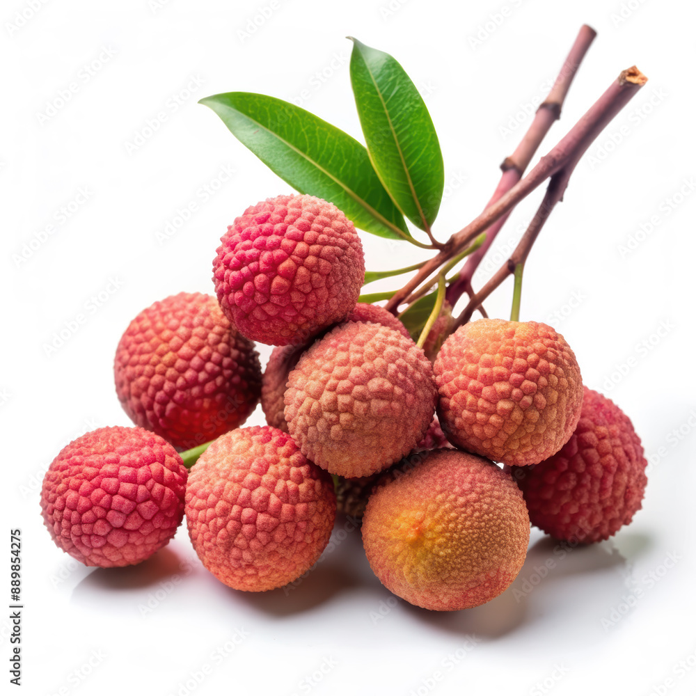 Bunch of Lychee with Leaves on a Branch Bunch of Lychee with Leaves on a Branch
