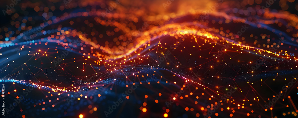 Fototapeta premium Abstract 3D Background with Glowing Points and Lines