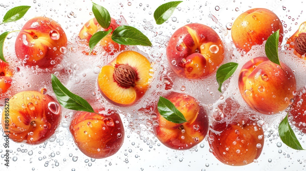 Peaches Splashing in Water Peaches Splashing in Water