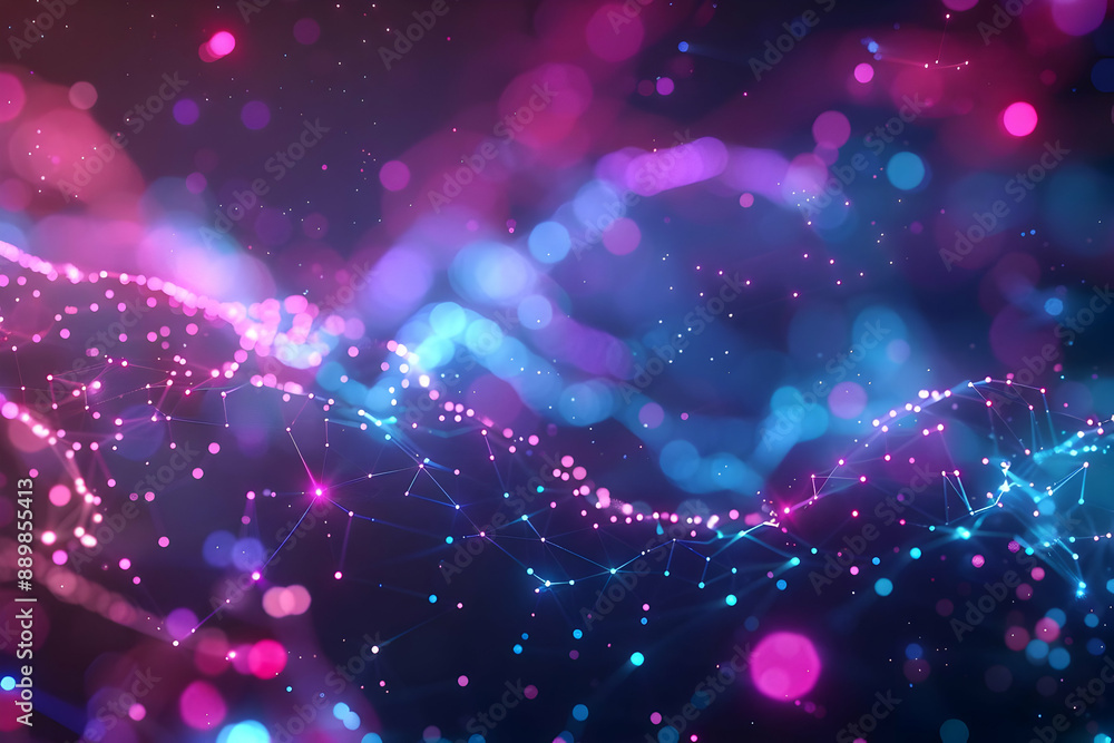 Abstract 3D Background with Glowing Lines and Bokeh