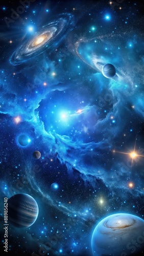 Blue glowing outer space