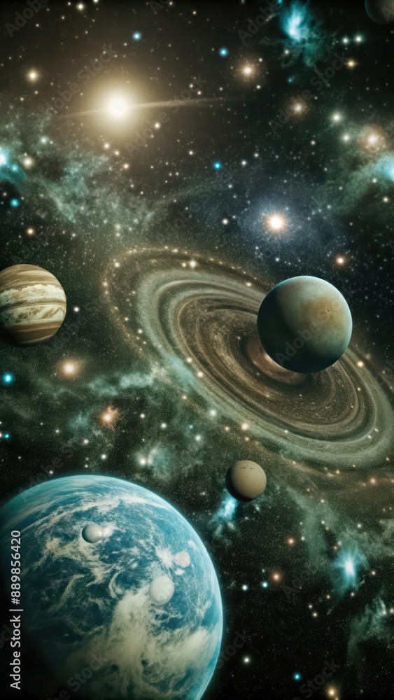 Obraz premium Blue glowing outer space