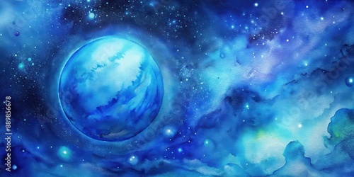 Blue glowing outer space