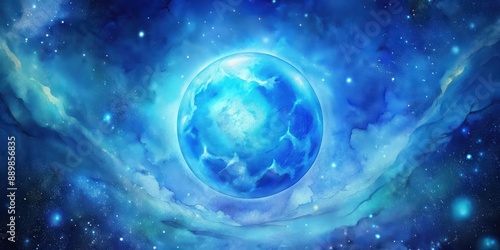 Blue glowing outer space