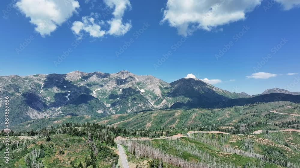 Aerial Nebo Loop scenic byway mountain Utah d. Alpine towering ...