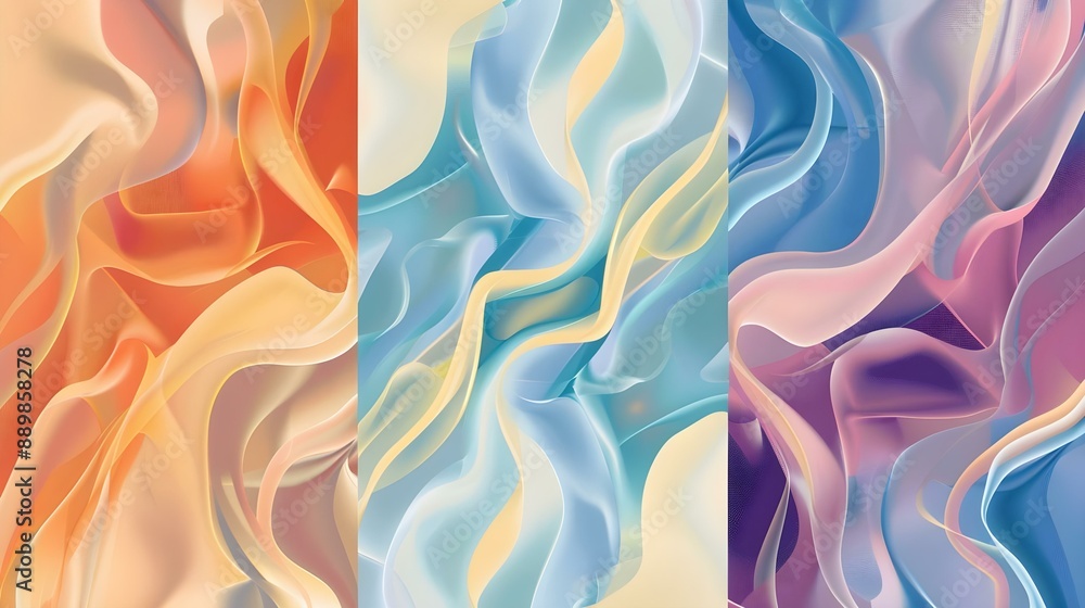 Obraz premium Set of minimalist hand-drawn fluid shapes background