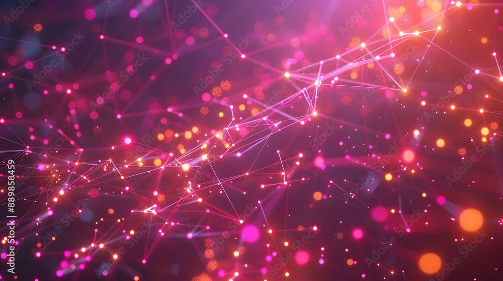Obraz premium Abstract Background with Pink and Orange Glowing Lines and Dots