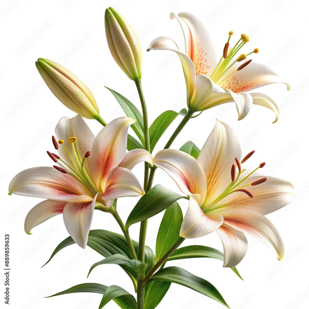 White and Pink Lily with Buds White and Pink Lily with Buds