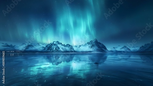 Wallpaper Mural Aurora borealis on the Lofoten Islands, Norway at night Torontodigital.ca