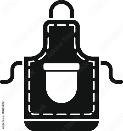Black kitchen apron with pocket protecting clothes while cooking