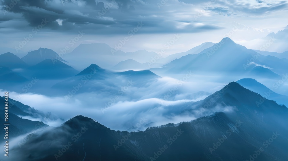 Enchanting Mist Gracefully Envelops Mountain Peaks Enchanting Mist Gracefully Envelops Mountain Peaks