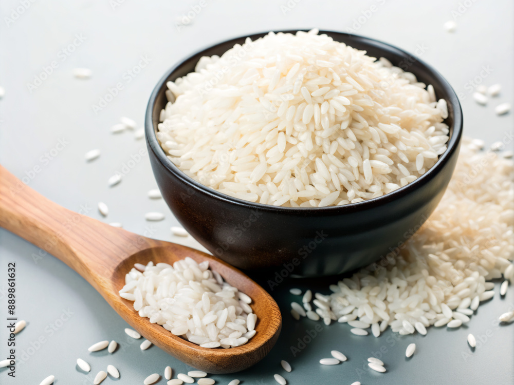 rice in bowl, spoon, ingredient, grain, healthy, wooden, raw, cereal, salt, closeup, brown, organic, seed, nutrition rice in bowl, spoon, ingredient, grain, healthy, wooden, raw, cereal, salt, closeup, brown, organic, seed, nutrition