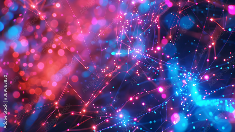 Abstract 3D Background with Glowing Lines and Bokeh Lights Abstract 3D Background with Glowing Lines and Bokeh Lights