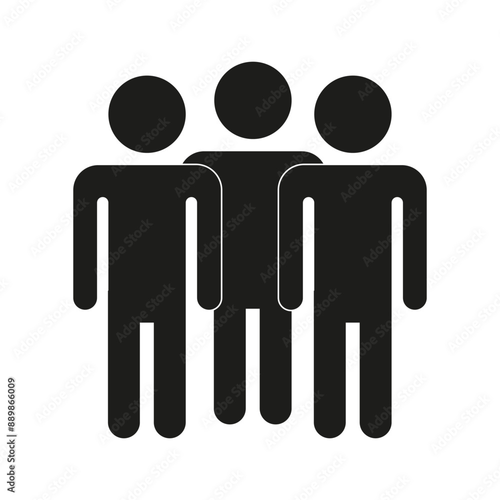 Group of people. Black silhouette figures. Simple human icons. Vector illustration. Group of people. Black silhouette figures. Simple human icons. Vector illustration.