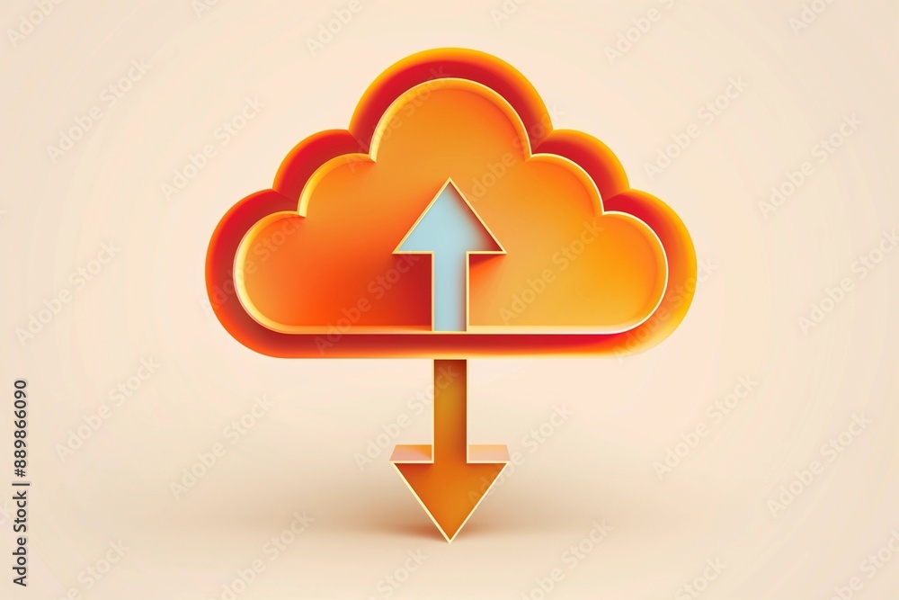 Modern Design of a Cloud Storage Symbol with Upload and Download Arrows Modern Design of a Cloud Storage Symbol with Upload and Download Arrows