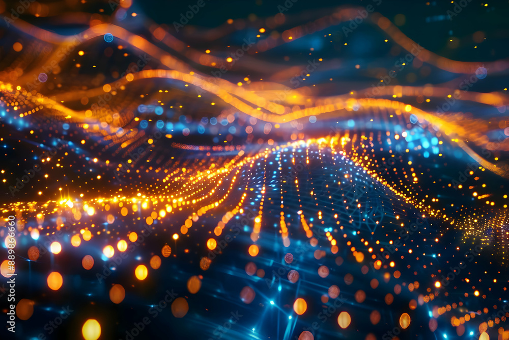 Obraz premium Abstract 3D Background with Glowing Lights and Swirling Patterns