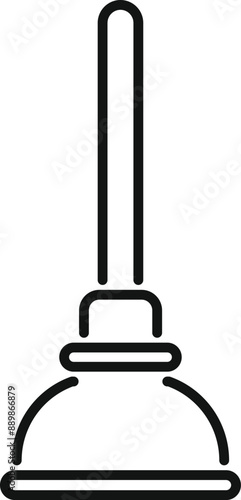Black outline icon representing a plunger, a tool used for dislodging obstructions in plumbing