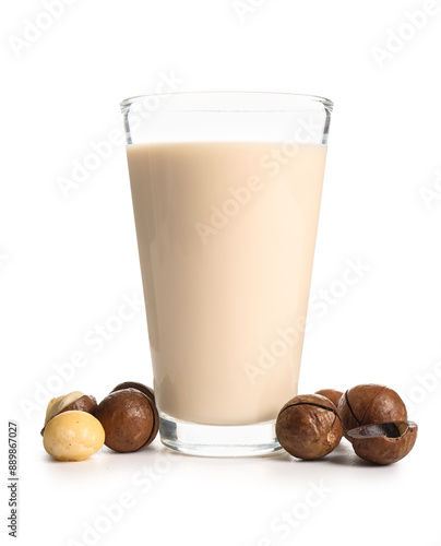 Glass of fresh macadamia mi...