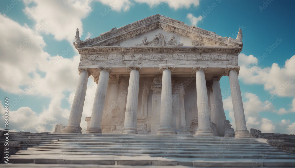 grand temples with Doric columns and detailed friezes, set against a bright blue sky
grand temples with Doric columns and detailed friezes, set against a bright blue sky