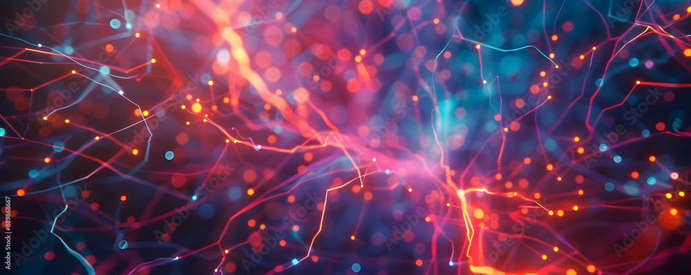 Abstract 3D Background with Neon Lines and Bokeh Abstract 3D Background with Neon Lines and Bokeh