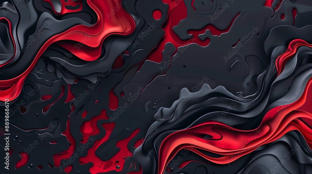 Obraz premium Abstract Red waves geometric background. Modern background design. gradient color. Fluid shapes composition. Fit for presentation design. website, banners, wallpapers, brochure, posters