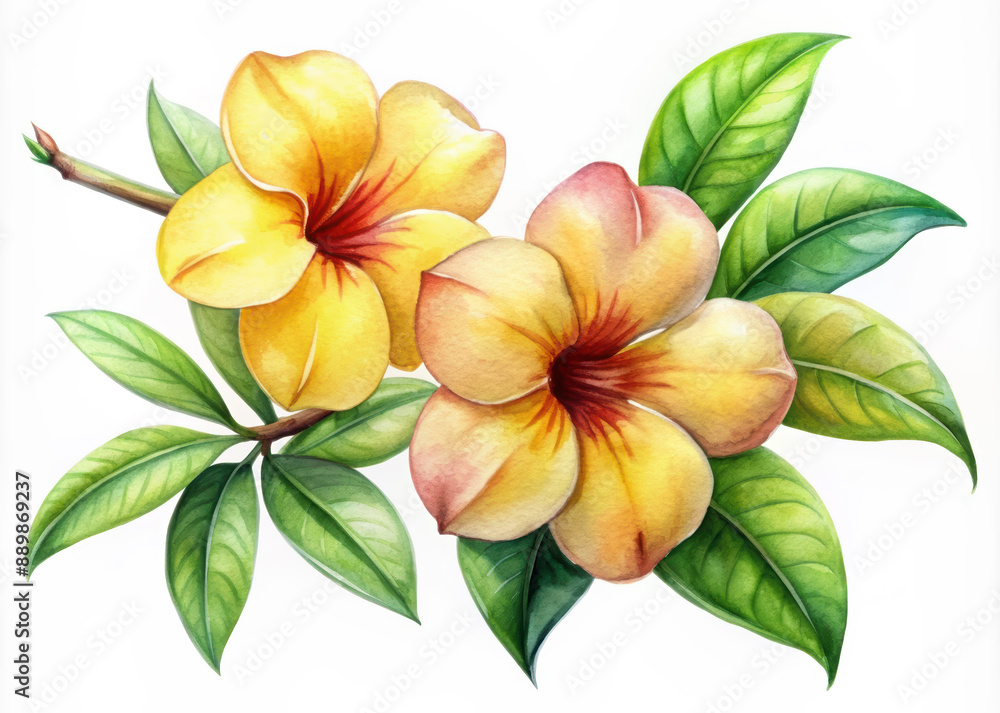 Watercolor Allamanda Flowers Watercolor Allamanda Flowers