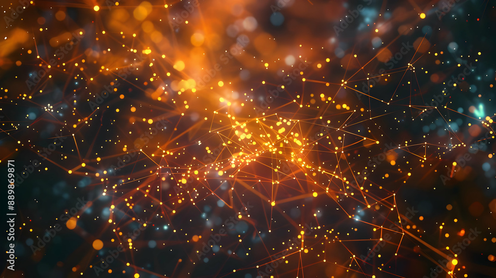 Abstract Background with Glowing Orange Lines and Dots Abstract Background with Glowing Orange Lines and Dots