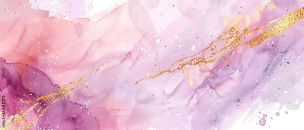 Abstract Watercolor and Gold Foil Art: A Dreamy, Romantic Landscape Abstract Watercolor and Gold Foil Art: A Dreamy, Romantic Landscape