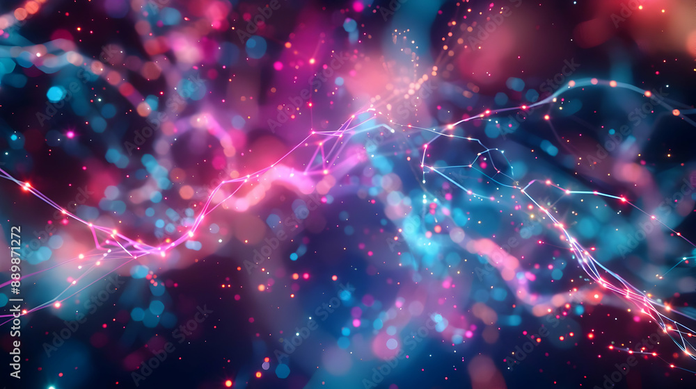Abstract Background with Glowing Lines and Bokeh Abstract Background with Glowing Lines and Bokeh