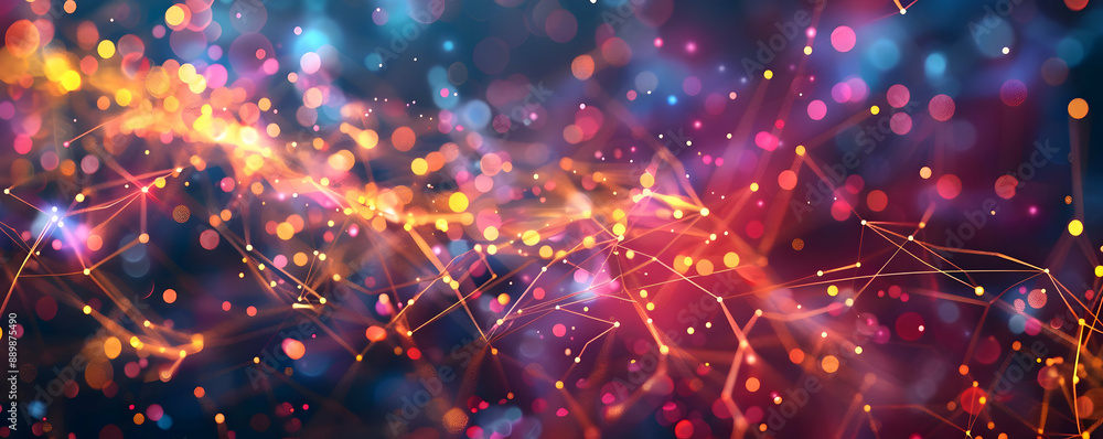 Abstract Background with Bright Lights and Network Lines Abstract Background with Bright Lights and Network Lines