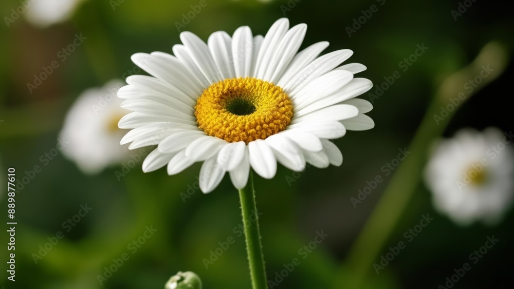 Blooming with joy A closeup of a white daisy with a vibrant yellow center Blooming with joy A closeup of a white daisy with a vibrant yellow center