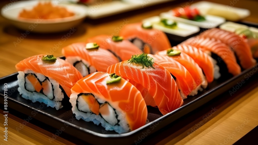 Deliciously fresh sushi ready to be savored Deliciously fresh sushi ready to be savored