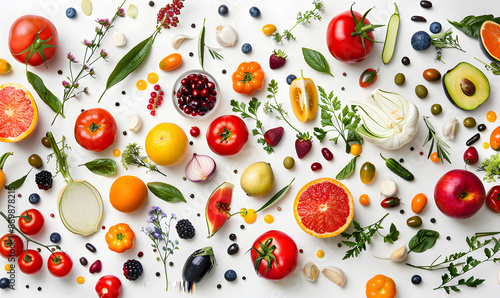 vegetable and fruits photo or illustrator on white background