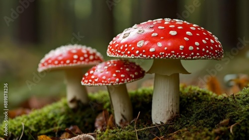  Natures vibrant charm  A trio of red and white mushrooms © SwathiFX