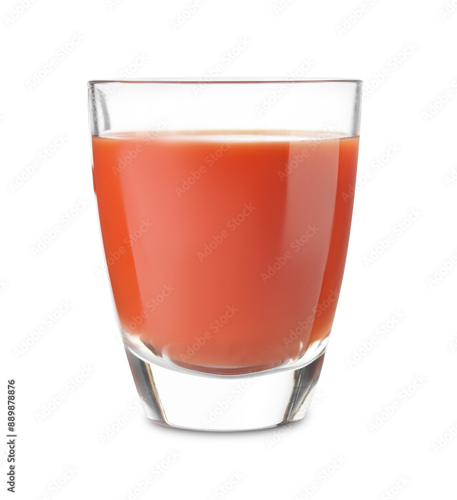 Fresh tomato juice in glass isolated on white Fresh tomato juice in glass isolated on white
