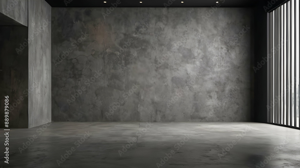 Empty dark abstract cement wall and studio room with smoke float up interior texture Empty dark abstract cement wall and studio room with smoke float up interior texture