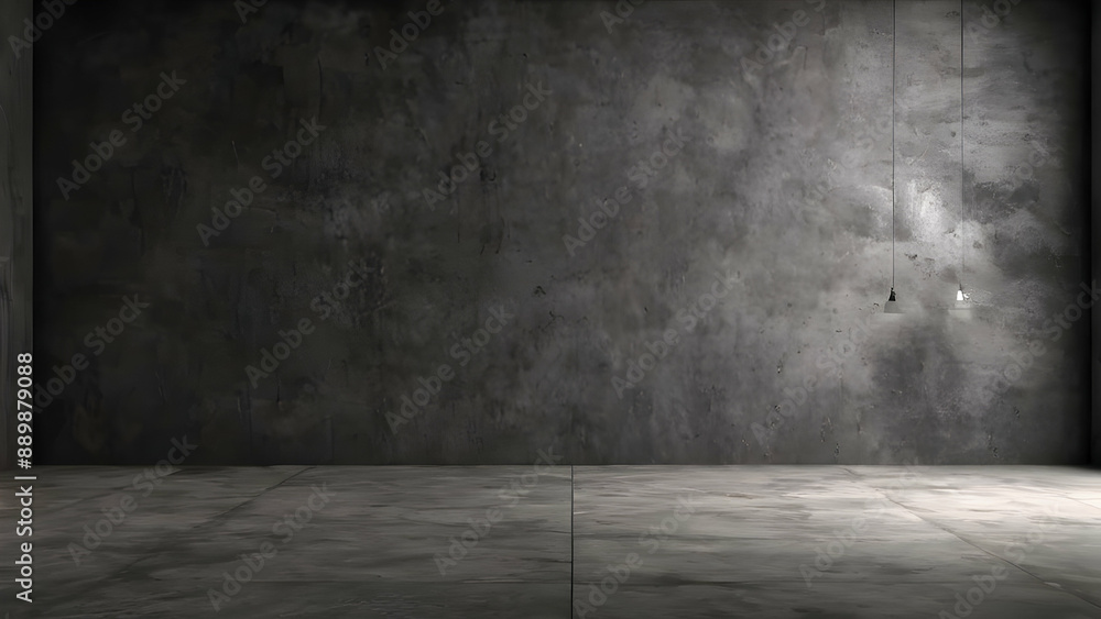 Empty dark abstract cement wall and studio room with smoke float up interior texture Empty dark abstract cement wall and studio room with smoke float up interior texture