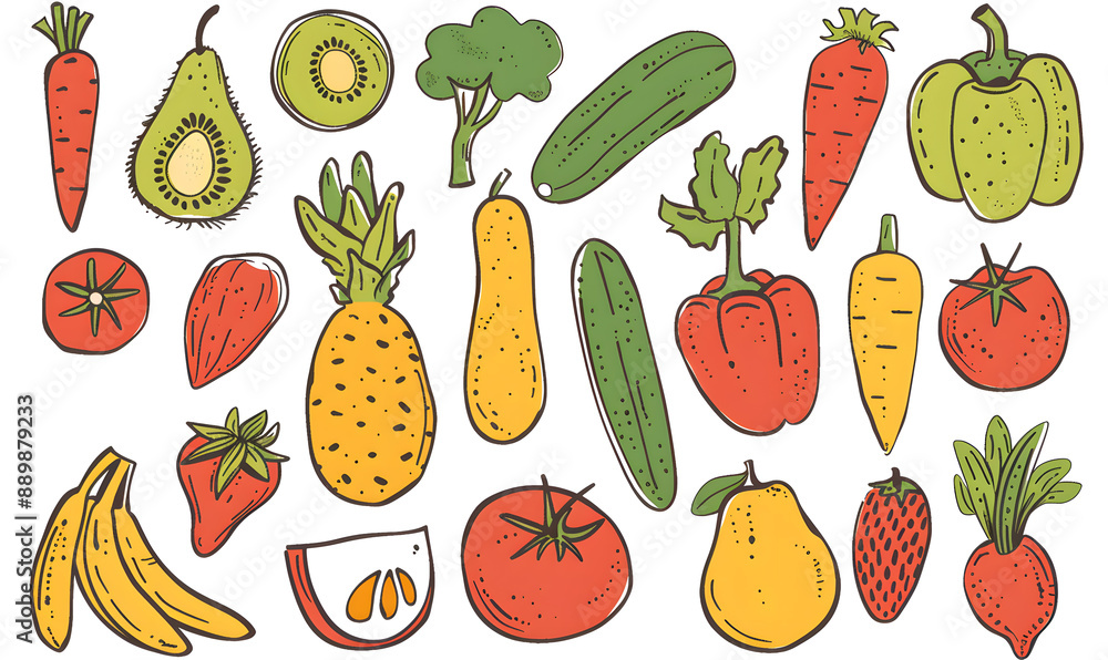 vegetable and fruits photo or illustrator on white background vegetable and fruits photo or illustrator on white background