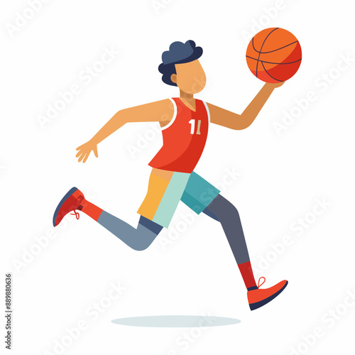 colorful flat 2d basketball player illustration