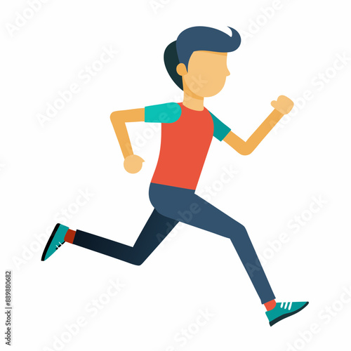 colorful flat 2d illustration of jogging and running