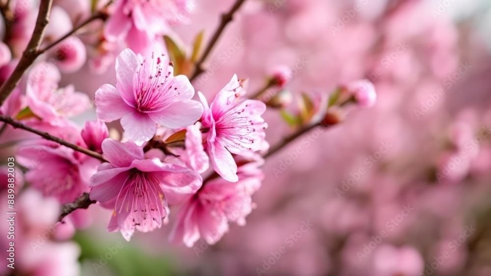 Blooming with beauty A closeup of vibrant pink cherry blossoms Blooming with beauty A closeup of vibrant pink cherry blossoms