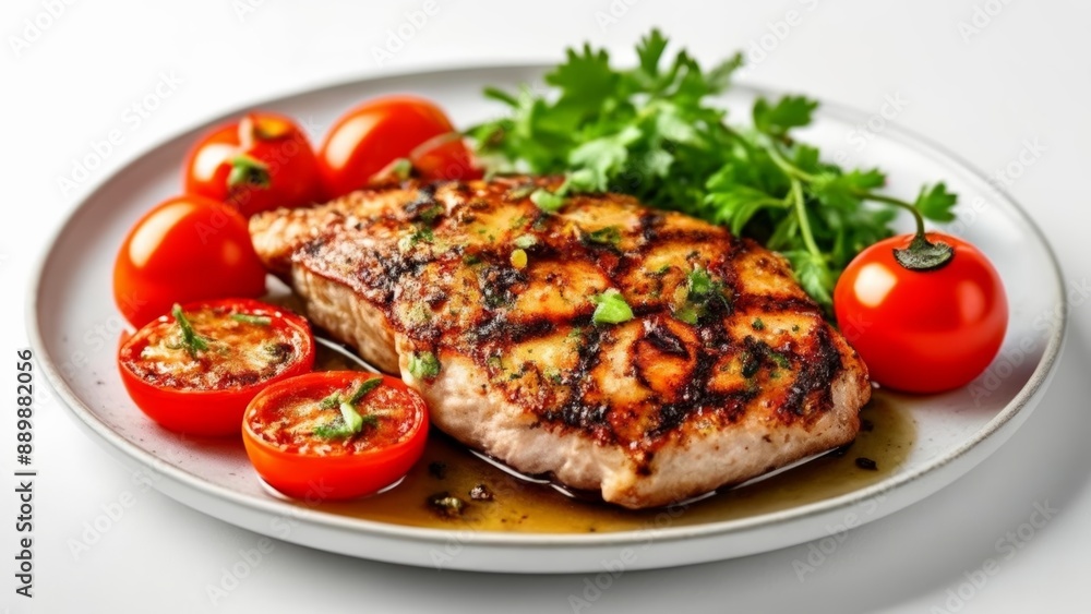 Grilled chicken with cherry tomatoes and fresh herbs Grilled chicken with cherry tomatoes and fresh herbs