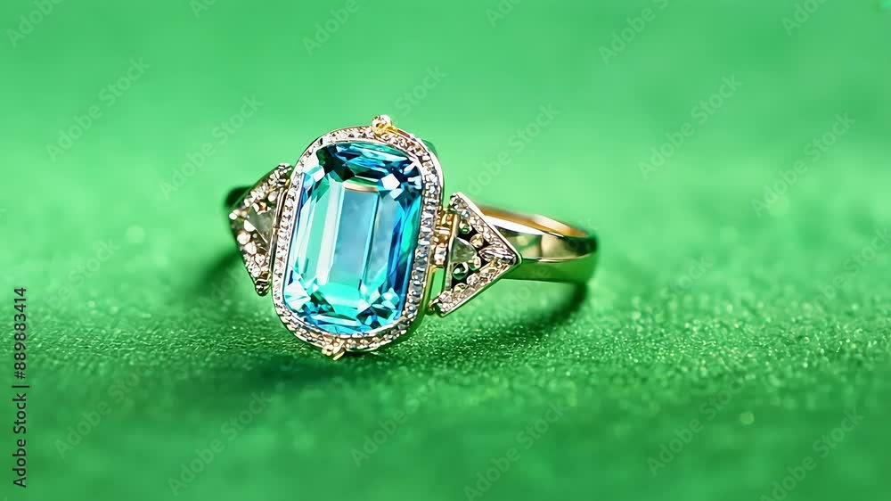 Elegant Gold Ring with Blue Gemstone green screen background with Ai generated.
Elegant Gold Ring with Blue Gemstone green screen background with Ai generated.