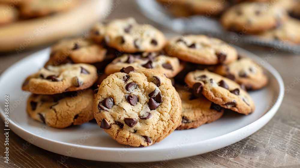 Plate of chocolate chip cookies Plate of chocolate chip cookies