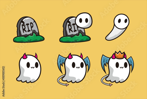 Ghost Twitch Badges Cute Ghost Sub Badges Ghost Stream Badges Halloween Twitch Badges.eps